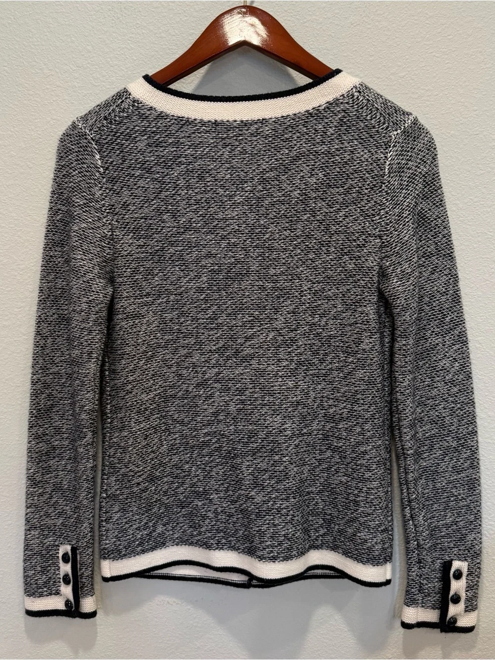 Quiet Luxury Contrast Trim Cardigan French Chic Old Money Sweater S